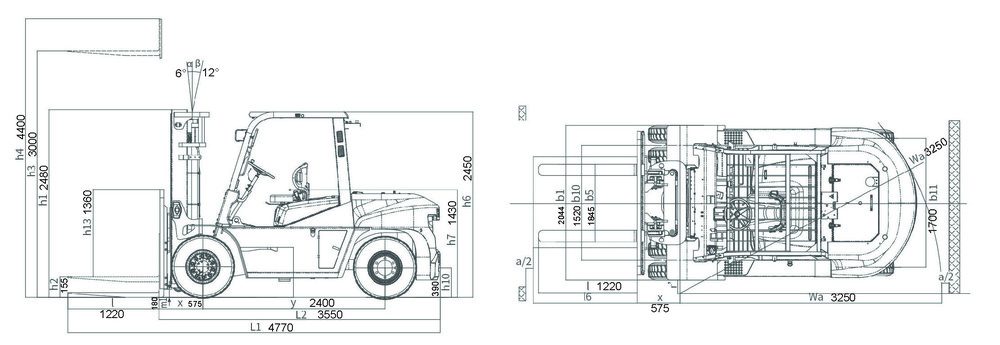 Схема Дизельный вилочный погрузчик TRF D50-4i2
