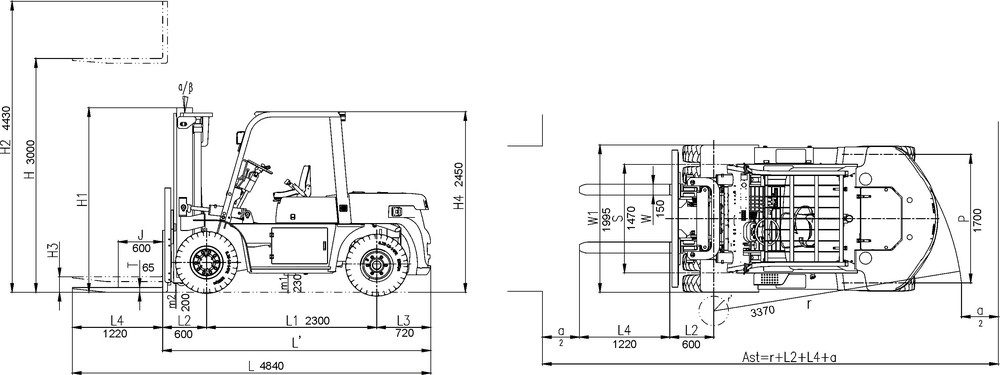 Схема Электрический вилочный погрузчик TRF E70-3i5
